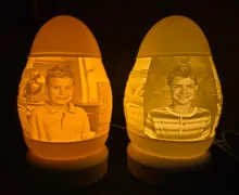 Image of school photos on egg lamp