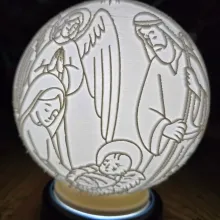 Globe Lithophane Featuring an Imagine of the Nativity